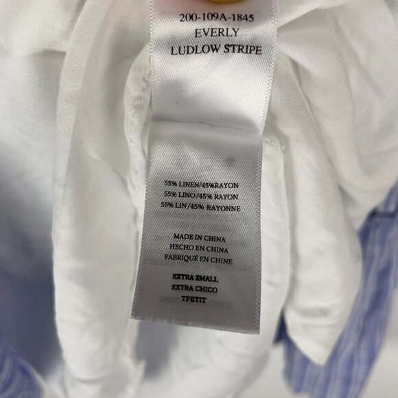 RAILS Everly Boho Striped Linen Cotton Tiered Long Sleeve Blue White Dress XS - Picture 13 of 14